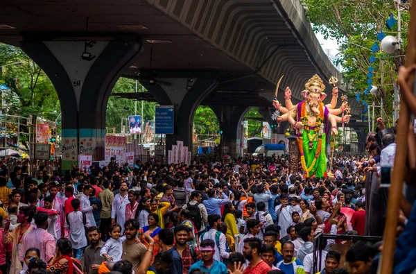 Mumbai India Septiembre 2019 Miles Devotos Despiden Del Señor Ganesha — Foto de Stock