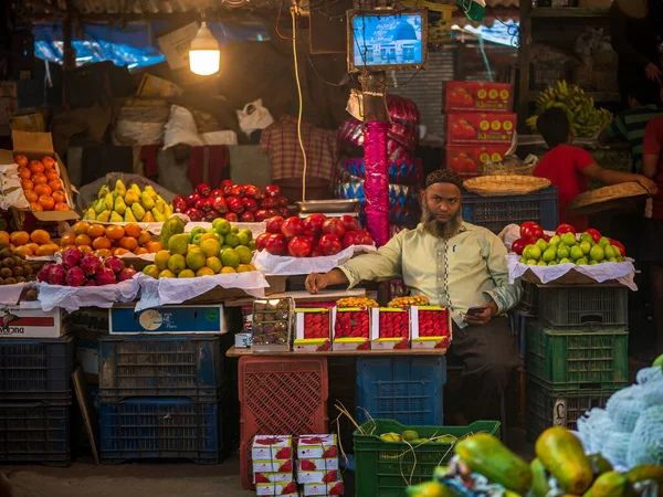 Mumbai India Diciembre 2019 Vendedor Musulmán Frutas Mercado Crowford Los — Foto de Stock