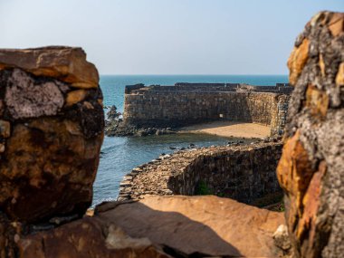 View of Sindhudurga Fort built in arebian Sea by Chhatrapati Shivaji Maharaj, Maharashtra, India clipart