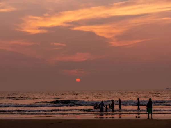 Malvan Indie Prosince 2019 Turistická Hřiště Západ Slunce Pláži Tarkarli — Stock fotografie