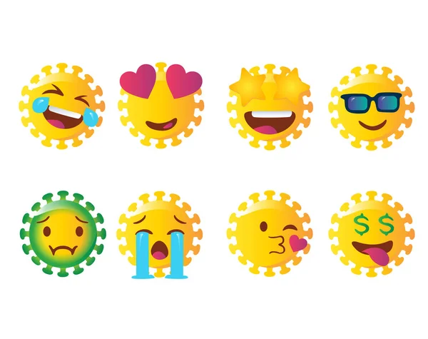 Abstraktes Corona Emoji Set Vorhanden Virus Vektor Covid Vektor Emoticon — Stockvektor