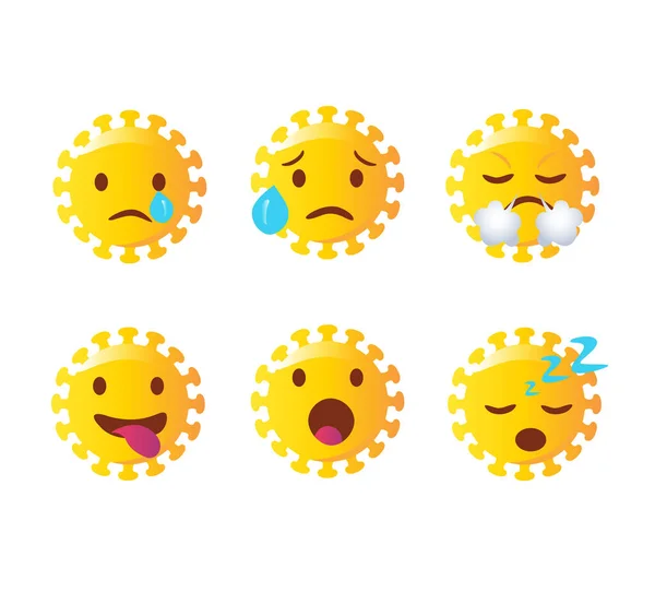 Abstraktes Corona Emoji Set Vorhanden Virus Vektor Covid Vektor Emoticon — Stockvektor