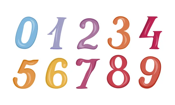 Conjunto Números Desenhos Animados Coloridos Para Crianças Conjunto Vetorial Ícones —  Vetores de Stock