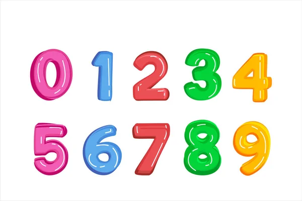 Kinder Farbiges Cartoon Zahlenset Vektor Set Mit Stelligen Baby Symbolen — Stockvektor