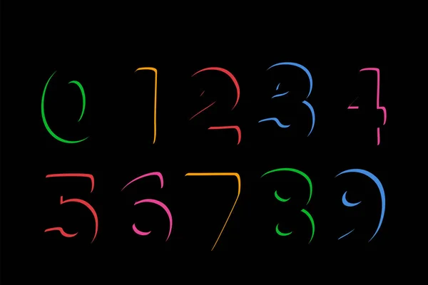 Набор Детских Цветных Номеров Мультфильмов Векторный Набор Цифр Школа Математических — стоковый вектор