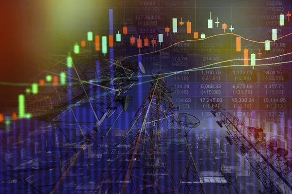 Business Candle Stick Graph Chart Stock Market Investment Trading Cityscape — Φωτογραφία Αρχείου