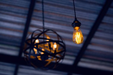 Lüks Kahve Dükkanı, vintage renk güzel retro ışık lamba dekor.