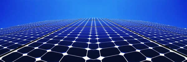 Paneles Solares Con Una Fotocélula Azul Reemplazando Viejas Fuentes Electricidad — Foto de Stock