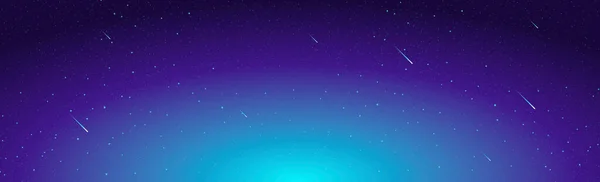 Красивый Фон Звездное Черно Синее Небо Летающими Кометами — стоковый вектор