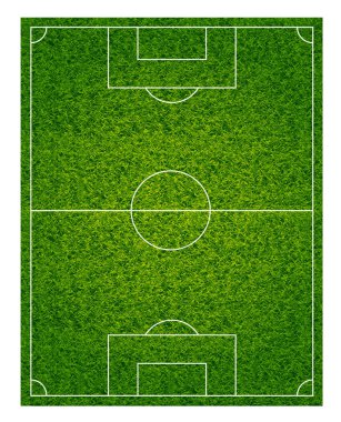 İki tonluk yeşil kaplamalı gerçekçi klasik futbol sahası.