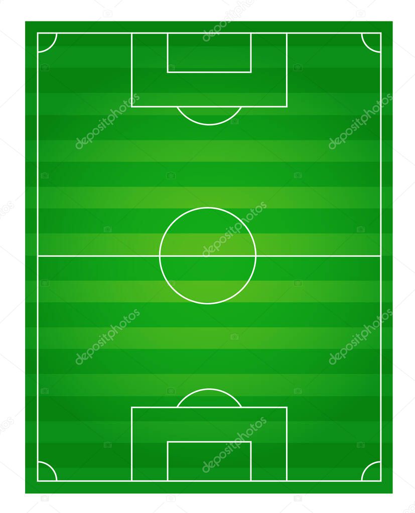 Classic football field with two-tone green coating - background