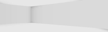Beyaz, gri panoramik stüdyo arka planında beyaz parıltı