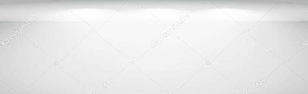 White with gray panoramic studio background with white glow