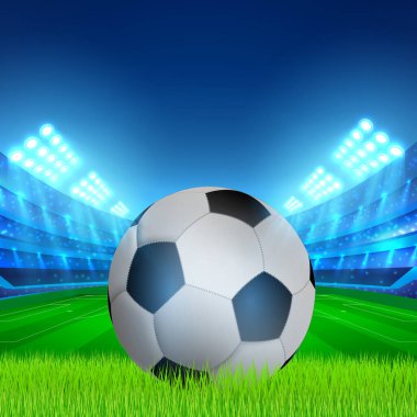 Yeşil bir futbol topunun üzerinde gerçekçi bir futbol topu - panorama