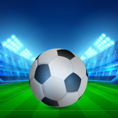 Yeşil bir futbol topunun üzerinde gerçekçi bir futbol topu - panorama