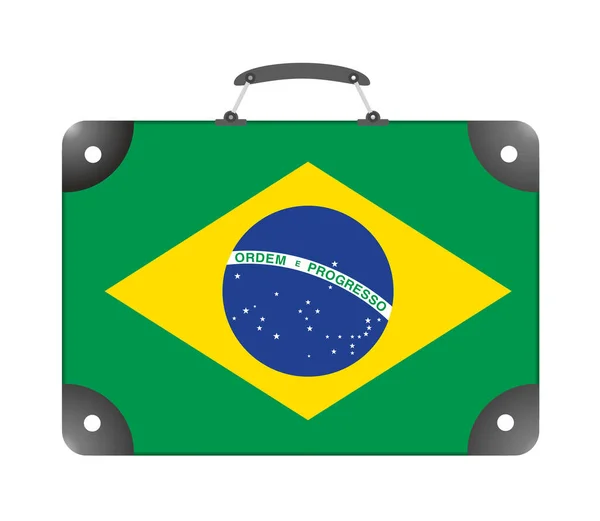 Бразильський Прапор Вигляді Валізи Подорожей Білому Тлі — стокове фото