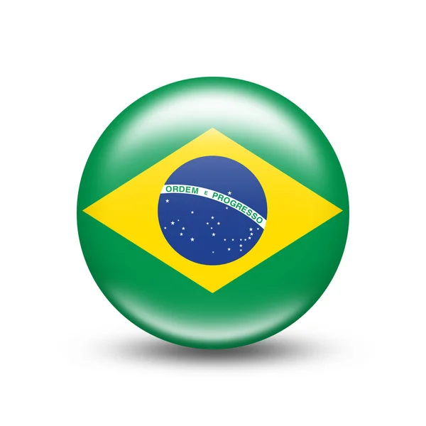 Бразильський Прапор Сфері Білою Тінню — стокове фото
