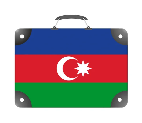 Vlajka Země Ázerbájdžán Podobě Kufříku Pro Cestování Bílém Pozadí — Stock fotografie