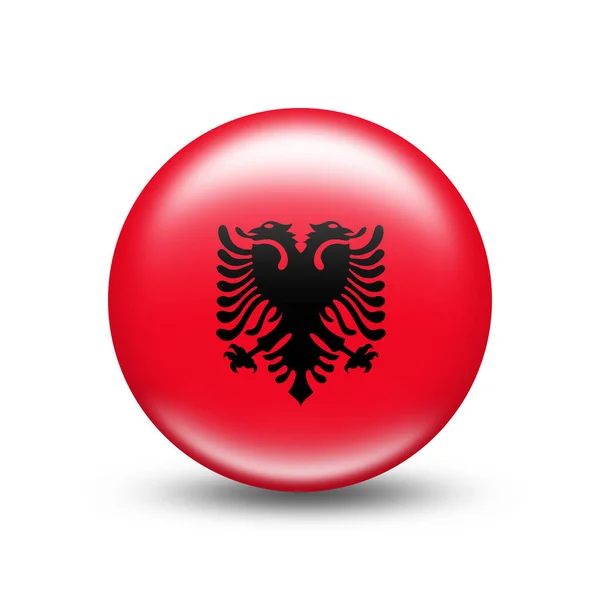 Σημαία Χώρας Αλβανίας Στη Σφαίρα Λευκή Σκιά — Φωτογραφία Αρχείου