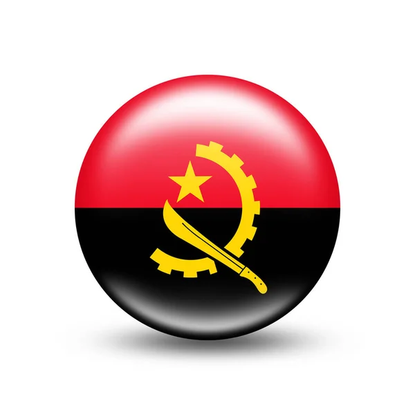 Bandeira País Angola Esfera Com Sombra Branca — Fotografia de Stock