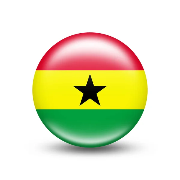 Drapeau Ghana Dans Sphère Avec Ombre Blanche — Photo
