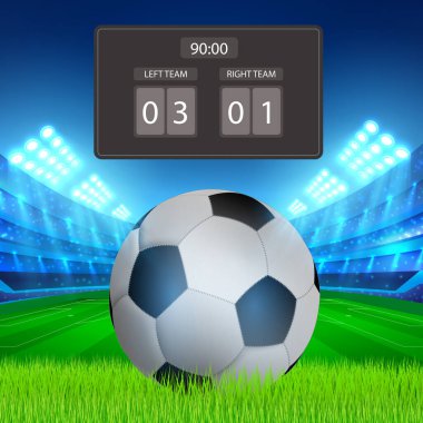 Yeşil bir futbol topunun üzerinde gerçekçi bir futbol topu - panorama