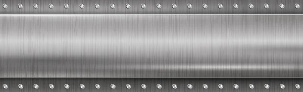 Текстурная Панорама Серебряного Металла Отражением — стоковый вектор