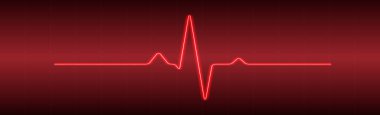 Kalp atışı - kırmızı-siyah arkaplanda eğri kırmızı çizgi - vektör illüstrasyonu