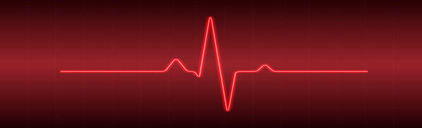 Пульс сердца - изогнутая красная линия на красно-черном фоне - векторная иллюстрация
