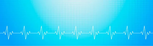 Heart Pulse Curving White Line Blue Background Vector Illustration — 스톡 벡터