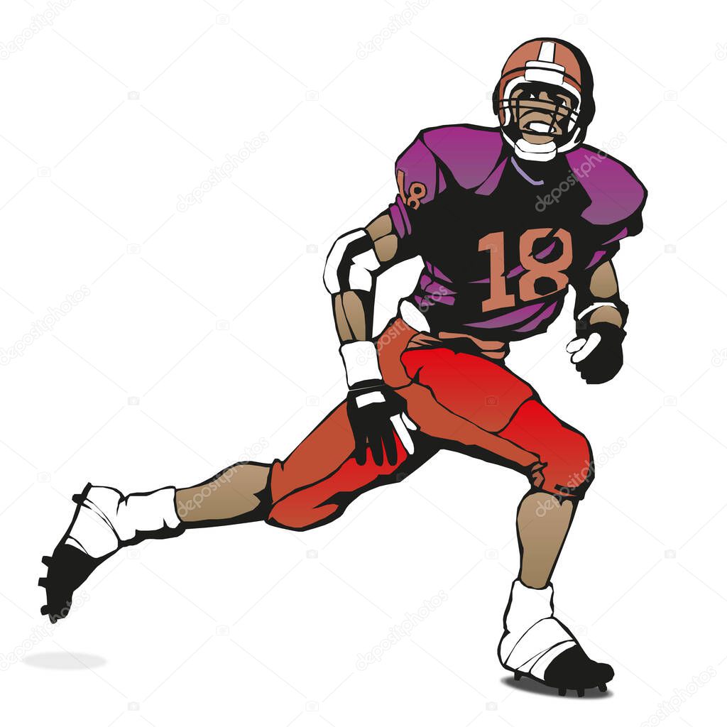 American football player on a white background - Vector illustration