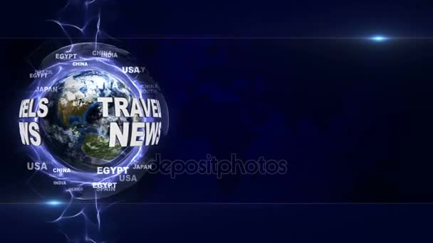 TRAVELS NEWS Text Animation And Earth Rendering Background Loop 4k Stock TRAVELS NEWS Text Animation And Earth Rendering Background Loop 4k Stock