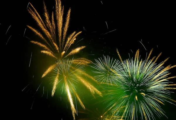 Bellissimi Fuochi Artificio Nel Cielo Notturno Concetto Anniversario Celebrazione Eventi — Foto Stock