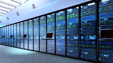     yaratıcı iş web telekomünikasyon, internet teknoloji bağlantısı, bulut bilgisayar ve ağ bağlantı kavramı: terminal sunucu odası izleyicisi'nde datacenter iç sunucu Raflarla 