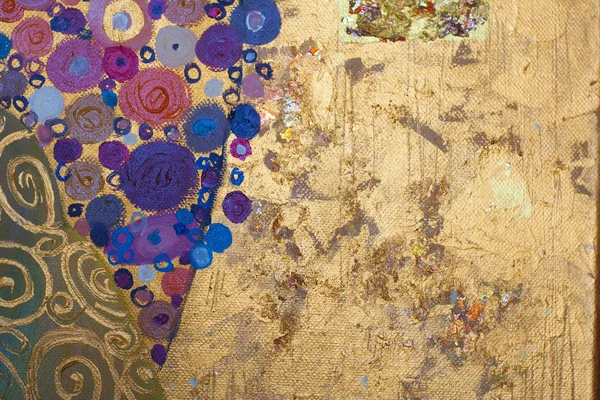 Textur, bakgrund och färgstarka bild av en ursprunglig abstrakt målning sammansättning, olja på duk — Stockfoto