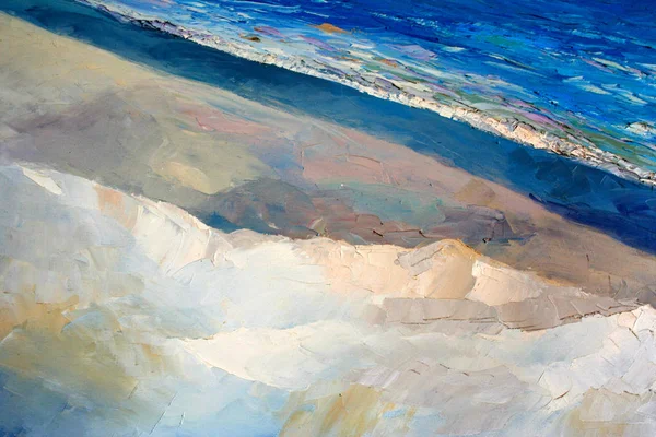 Original painting, artwork, oil on canvas, natural beach in Greece — Stock Photo, Image