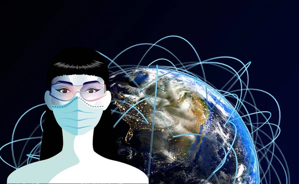 Woman Medical Face Mask Concept Coronavirus Quarantine Europe Usa China — Stock Photo, Image