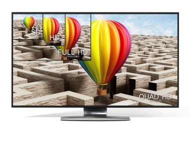 SD, Hd, Full Hd ve 4 k çözünürlük karşılaştırma. 3D çizim