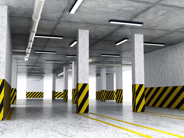 Indoor parking lot. 3D illustration — ストック写真