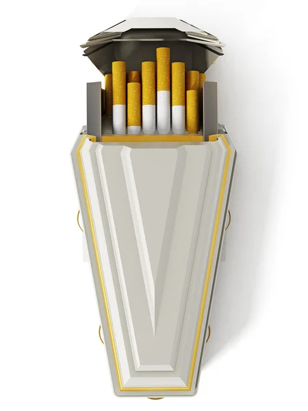 Cigarettes inside white coffin. 3D illustration — Stock fotografie