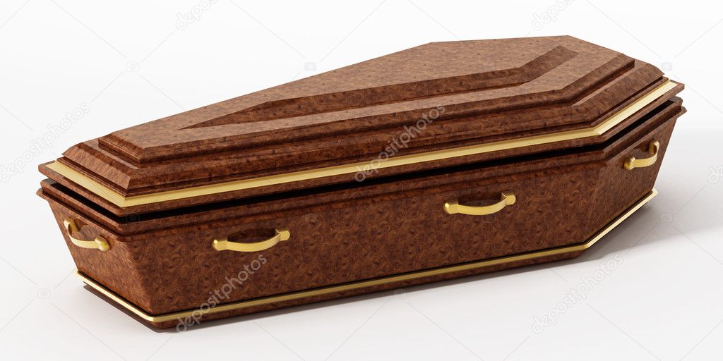 Coffin isolated on white background. 3D illustration