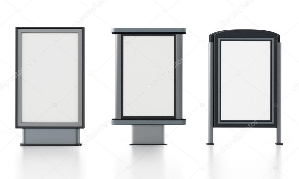 CLP City light poster stands isolated on white background. 3D illustration