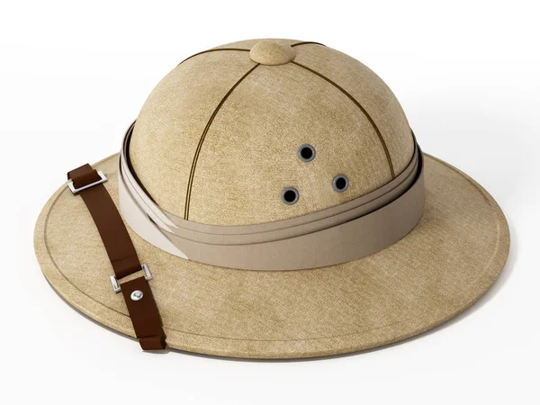 Chapéu explorador vintage isolado no fundo branco. Ilustração 3D — Fotografia de Stock