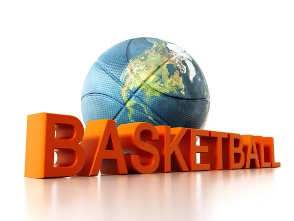 Basketbal toegewezen met aarde textuur. 3D illustratie — Stockfoto