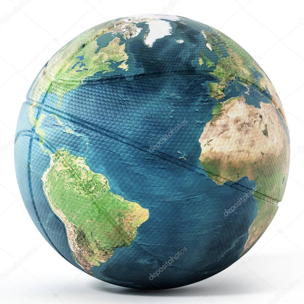 Basketball mapped with Earth 3D illustration — Stock