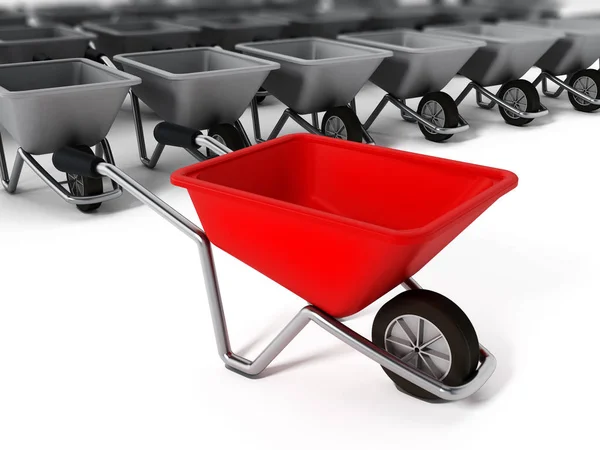 Hand barrow geïsoleerd op een witte achtergrond. 3D illustratie — Stockfoto