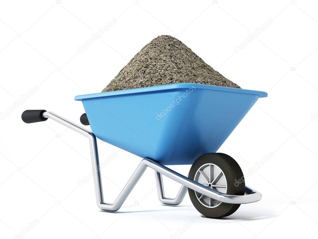 Hand barrow isolated on white background. 3D illustration