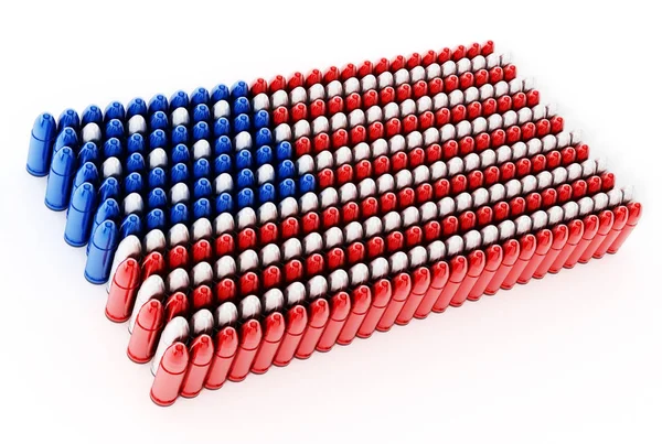 Bir Amerikan bayrağı oluşturan madde işaretleri. 3D çizim — Stok fotoğraf