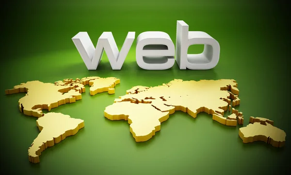 白色地球地图 web 词。3d 图 — 图库照片