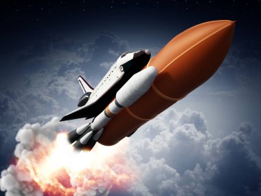 Uzay servisi başlattı taşıyan roketler. 3D çizim